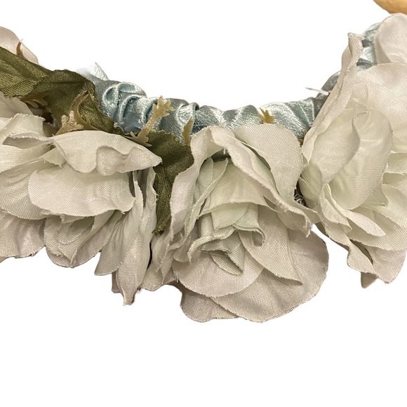 Women’s Floral Cluster Light Mint Green Satin Headband Hair Accessory. - Picture 2 of 2